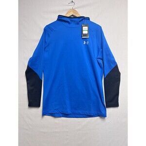 Under Armour ColdGear Men's Fitted Hoodie Shirt Blue Black Stretch Large